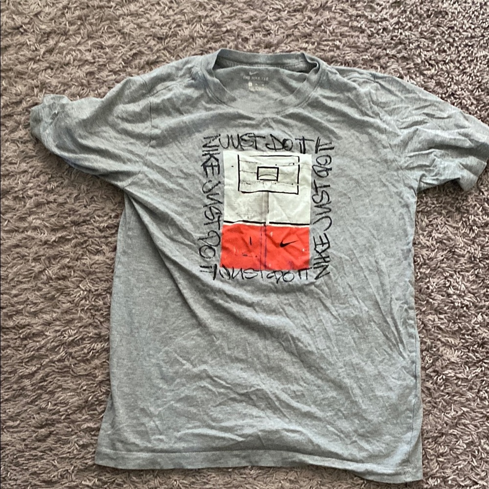 Nike Gray Just Do It Basketball  Kids Short Sleeve Tee